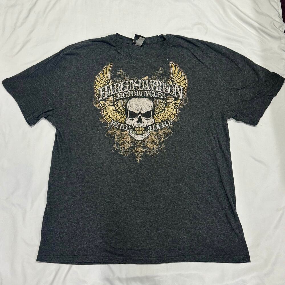 Harley Davidson Danbury CT Skull Wings Eagle Graphic T Shirt XXL